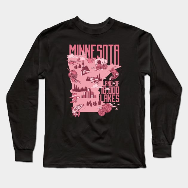 Minnesota Land of 10,000 Lakes // Land of Ten Thousand Lakes Long Sleeve T-Shirt by SLAG_Creative